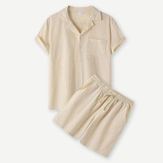 Heren Linnen Set Casual Ademend 5