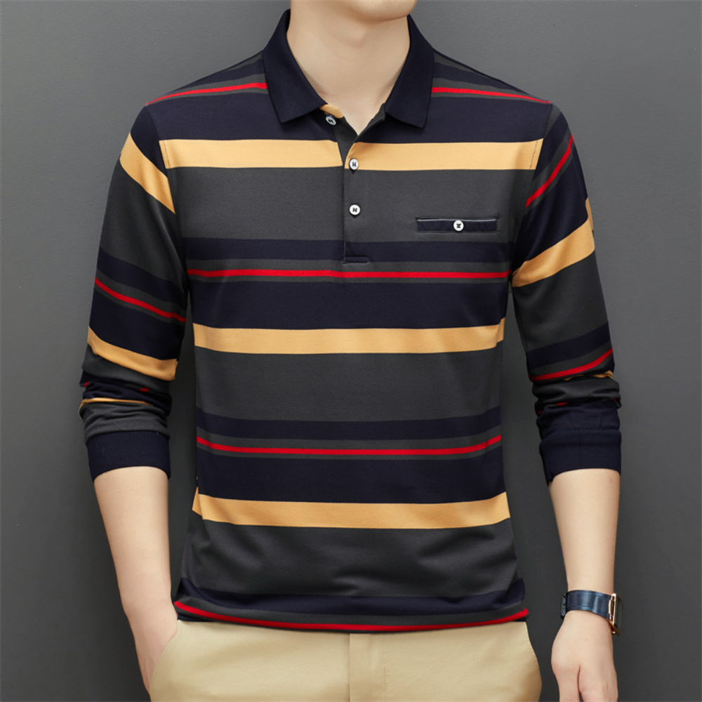 Heren Longsleeve T-Shirt Gestreept Casual Comfortabel 4