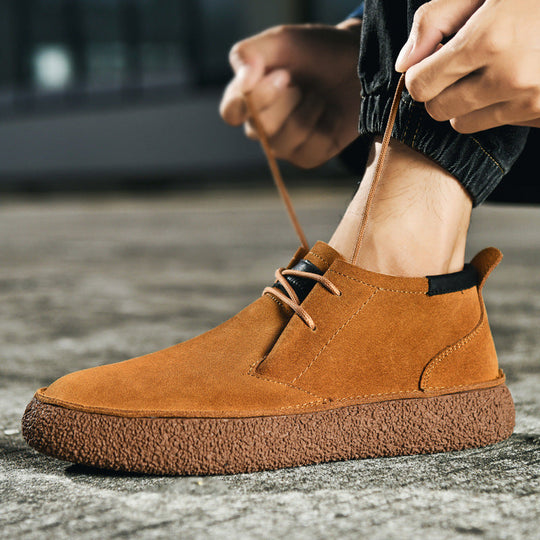 Heren Mid-Top Loafers met Textuur en Vetersluiting 1