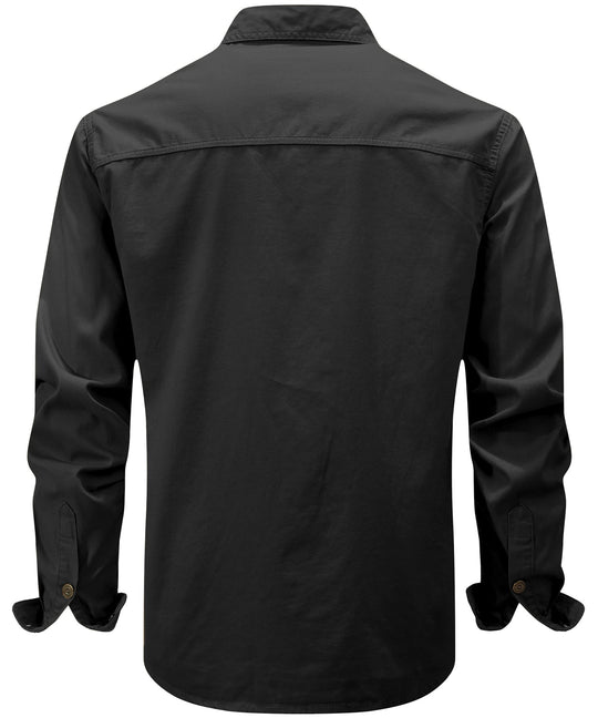 Heren Overhemd Casual 100% Katoen Met Dubbele Borstzakken 8