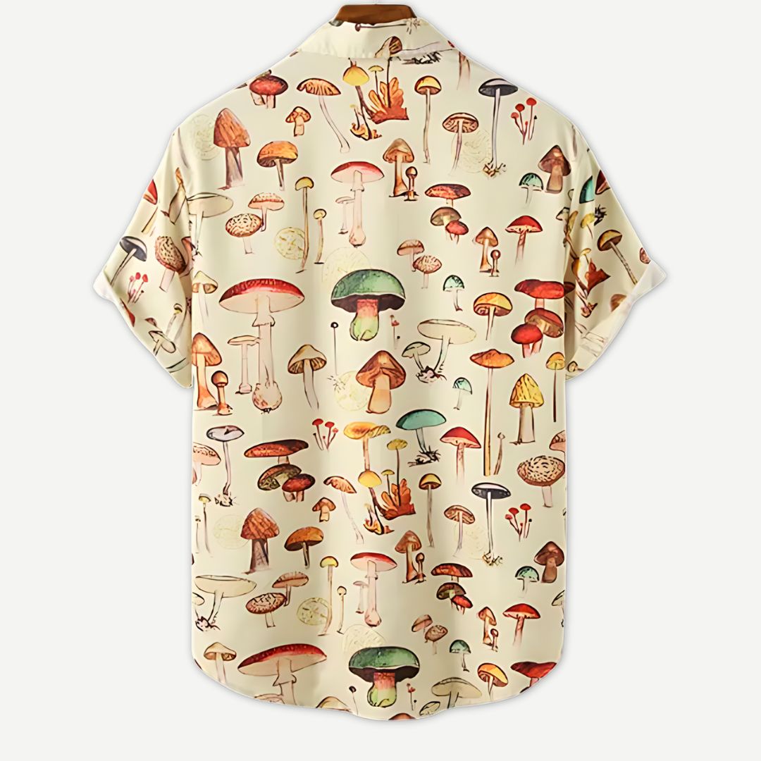 Heren Overhemd Met Paddenstoelenmozaïek Stijl 1
