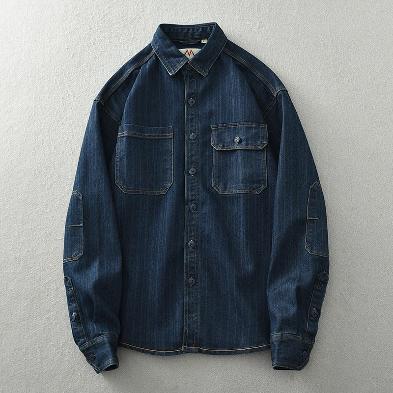 Heren Overhemd Vintage Katoen Met Knoopsluiting 2