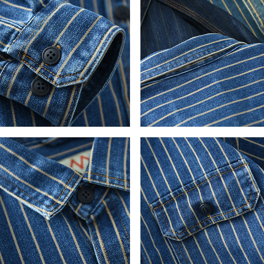 Heren Overhemd Vintage Katoen Met Knoopsluiting 3