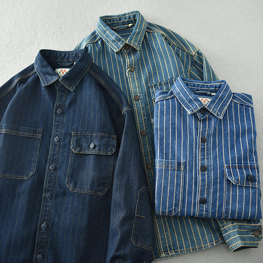 Heren Overhemd Vintage Katoen Met Knoopsluiting 5