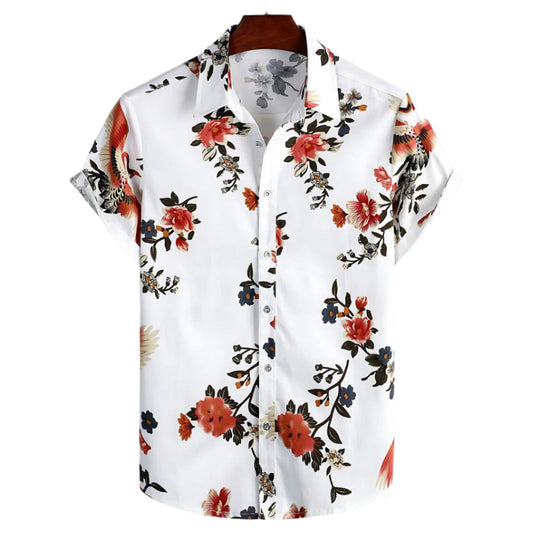 Heren Overhemd Vliegende Bloemen Ontwerp Luchtig 0