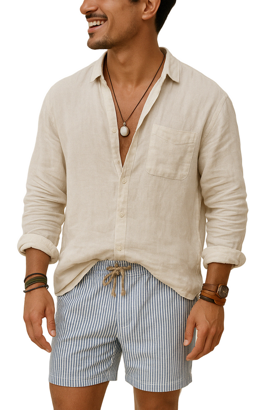 Heren Overhemden Lange Mouwen Katoen-Linnen Mix Casual Shirt 0