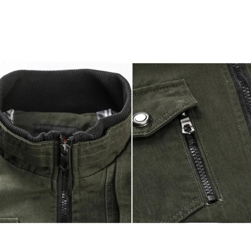 Heren Oversized Jas met Staande Kraag en Ritszakken 2