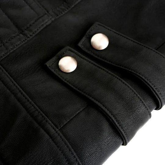 Heren PU Leren Jas met Rode Accenten 3