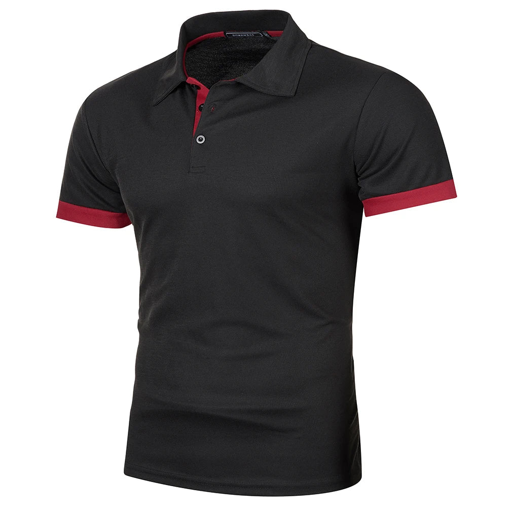Heren Polo Shirt Korte Mouwen Contrastkleur Casual 14