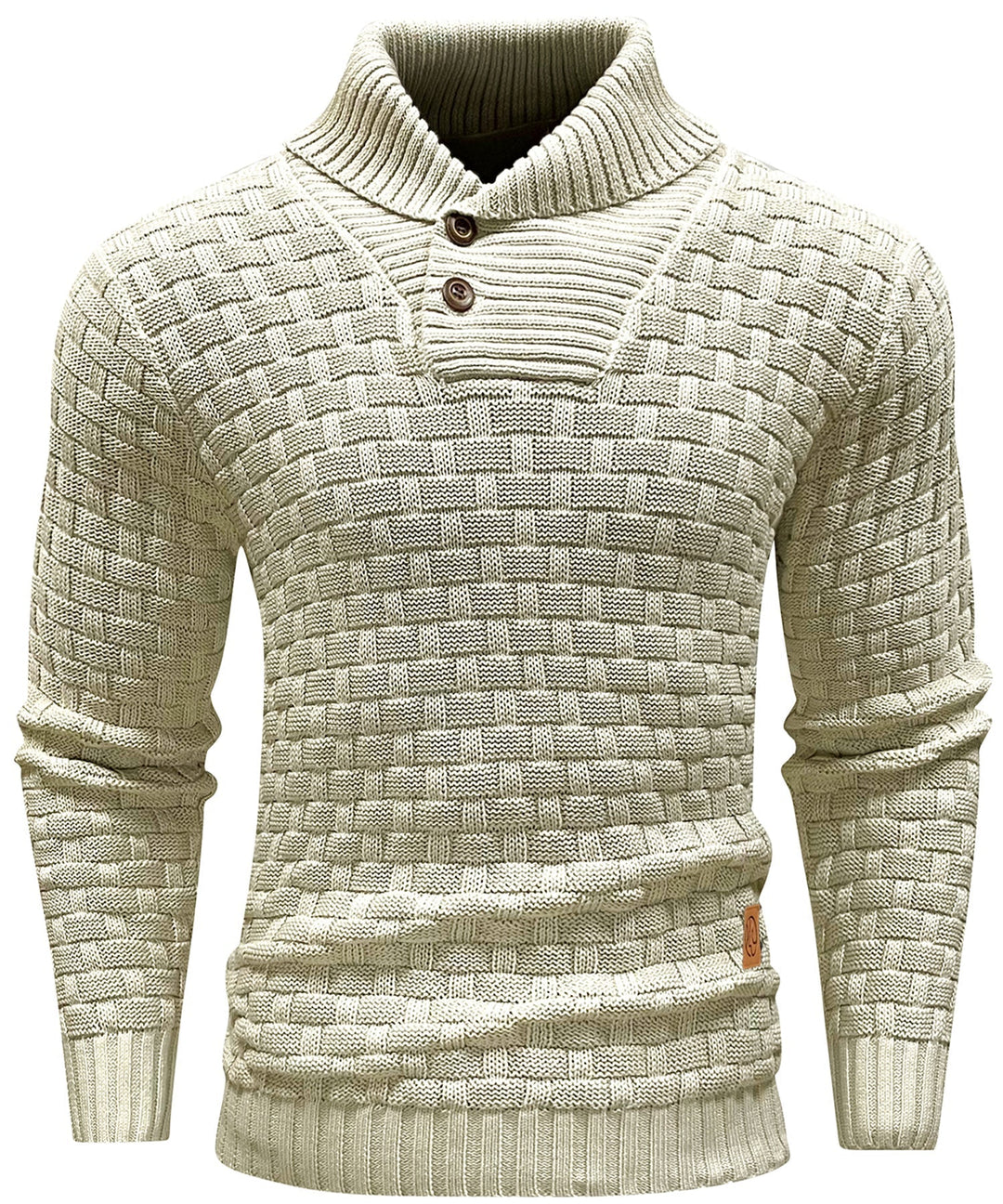 Heren Pullover Met Hoge Kraag en Knopen 3