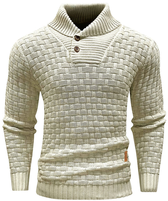 Heren Pullover Met Hoge Kraag en Knopen 3
