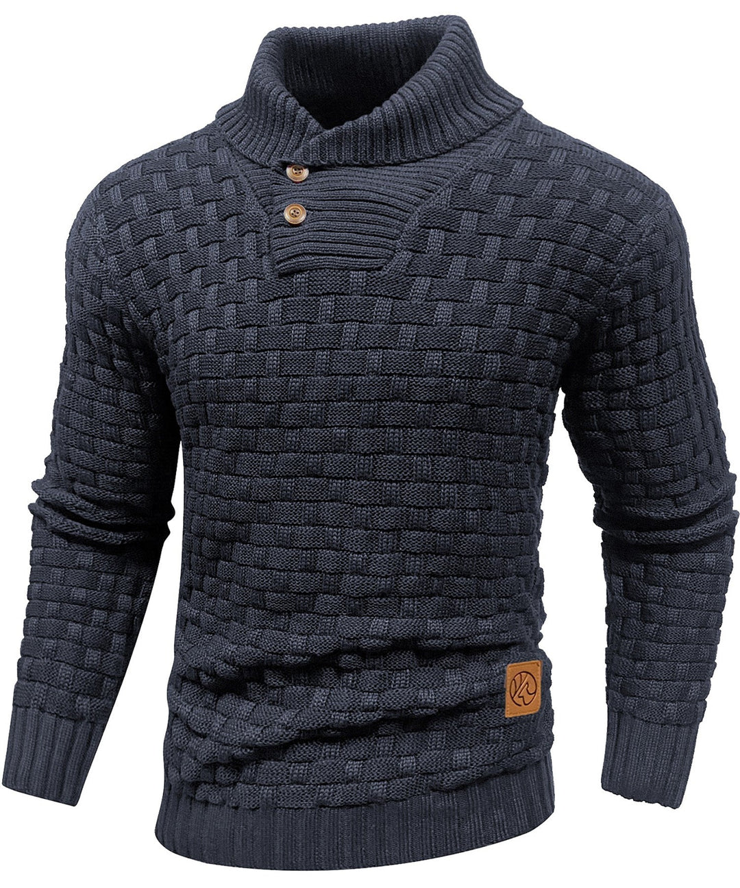 Heren Pullover Met Hoge Kraag en Knopen 8