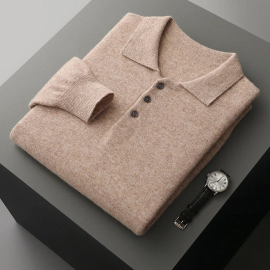 Heren Pullover Polo Kraag Merinowol Luxe Trui 13