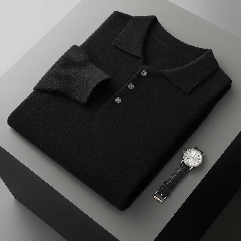 Heren Pullover Polo Kraag Merinowol Luxe Trui 6