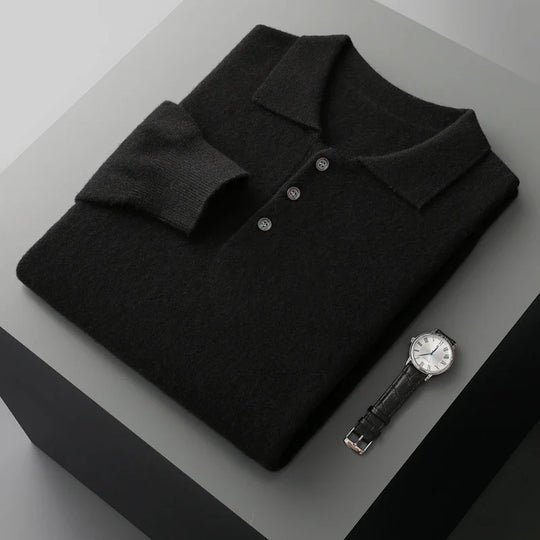 Heren Pullover Polo Kraag Merinowol Luxe Trui 6