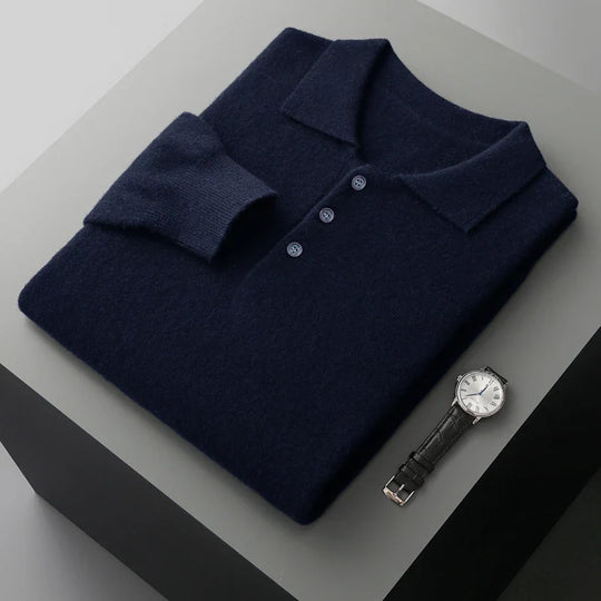 Heren Pullover Polo Kraag Merinowol Luxe Trui 7
