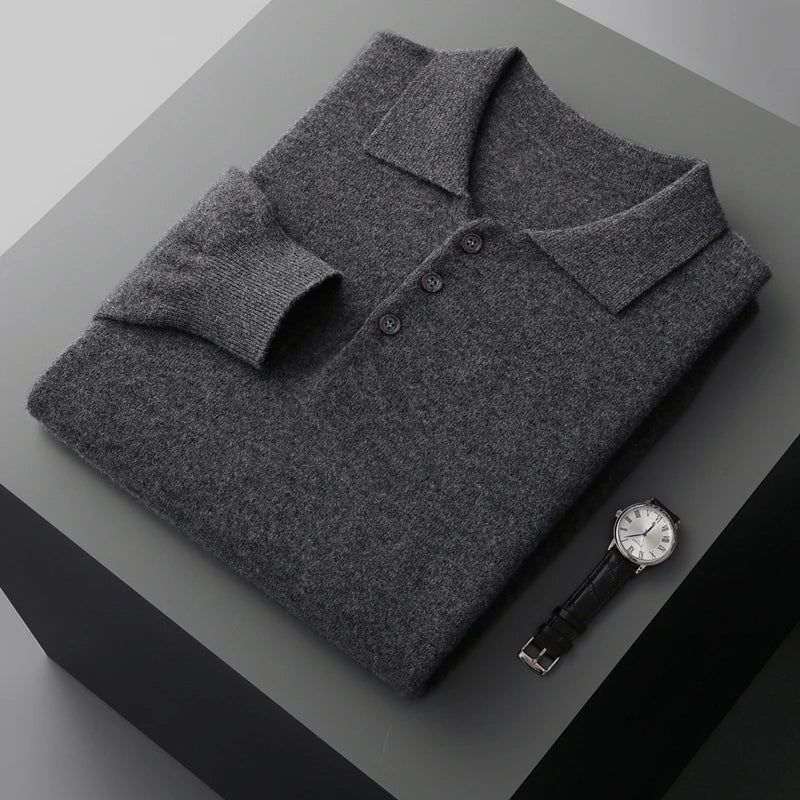 Heren Pullover Polo Kraag Merinowol Luxe Trui 9