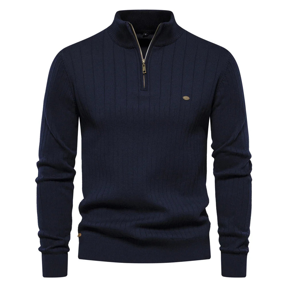 Heren Pullover Sweater Met Rits Katoen Casual Herfst 8