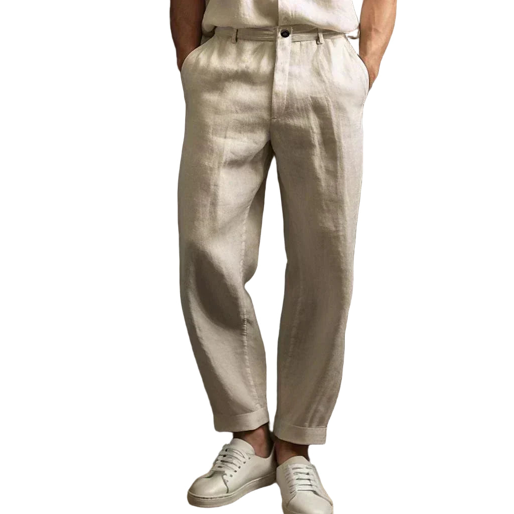 Heren Rechte Broek Relaxed Fit Linnen 0