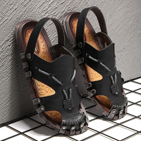 Heren Sandalen Echt Leer Tribaal Ontwerp met Comfortabele Inlegzool 2