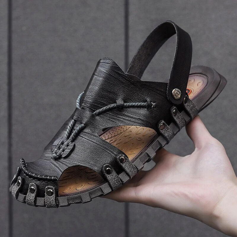 Heren Sandalen Echt Leer Tribaal Ontwerp met Comfortabele Inlegzool 3
