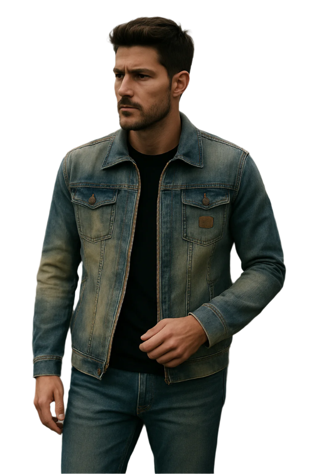 Heren Spijkerjack Knoopsluiting Denim 0