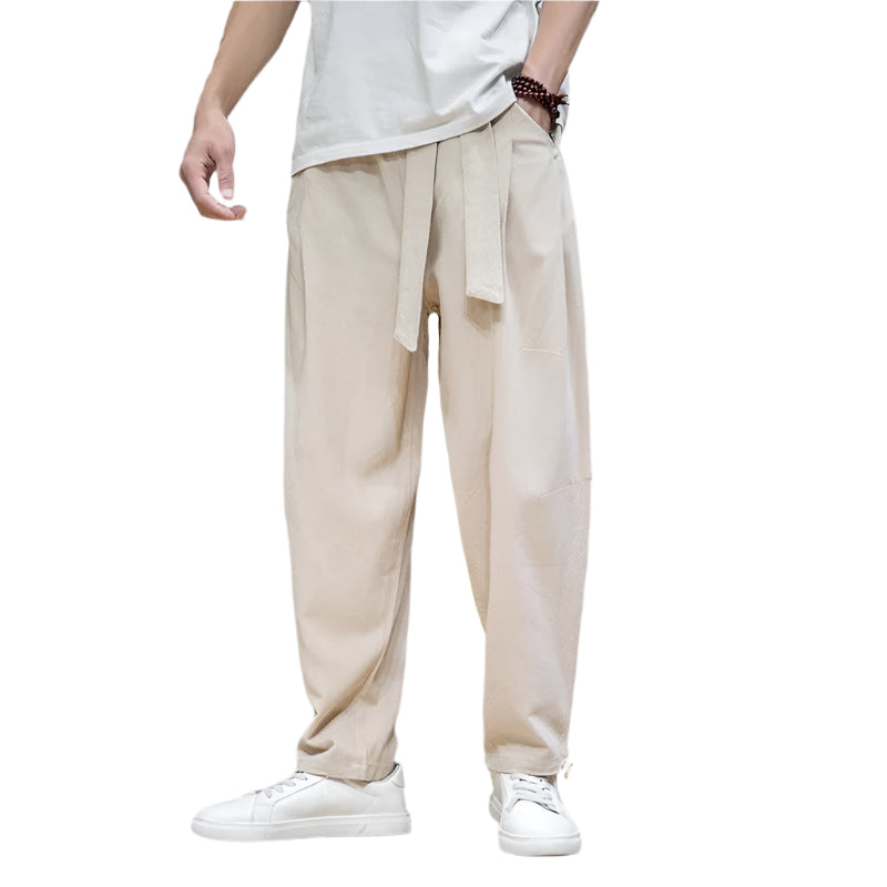 Heren Sweatpants Casual Katoen en Linnen Mix met Trekkoord 0