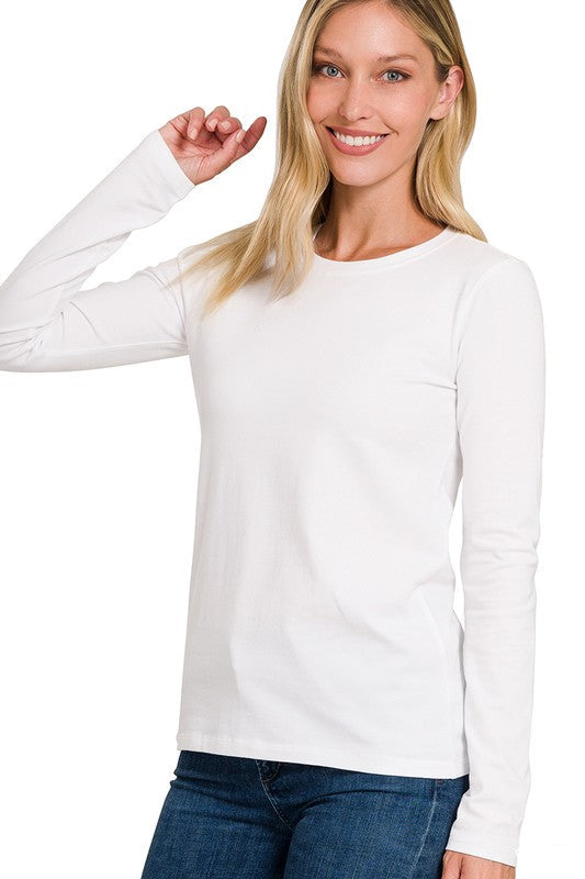 Heren T-shirt Lange Mouwen Ronde Hals Katoen 0