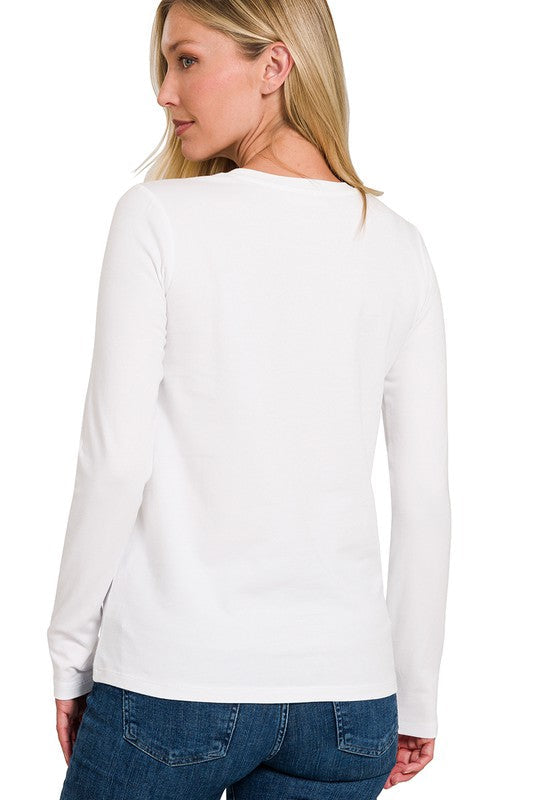 Heren T-shirt Lange Mouwen Ronde Hals Katoen 1
