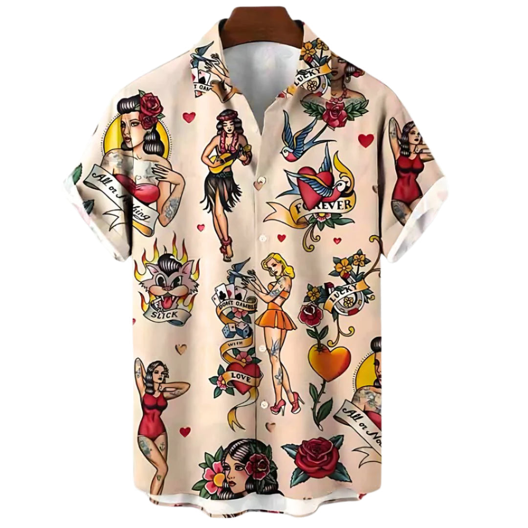 Heren T-shirt Vintage Stijl Luchtig Katoen 0
