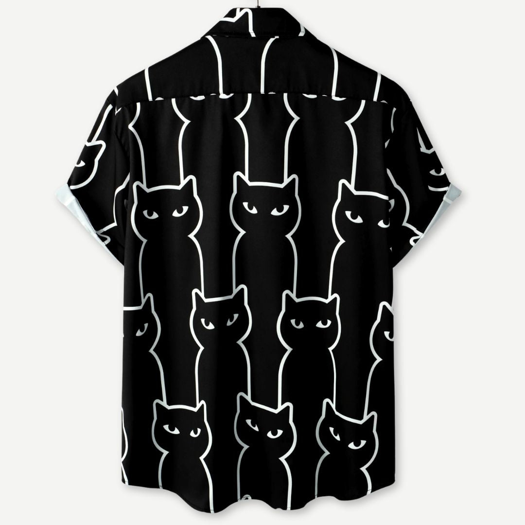 Heren T-shirt met Ontspannen Pasvorm en Kattenprint 1