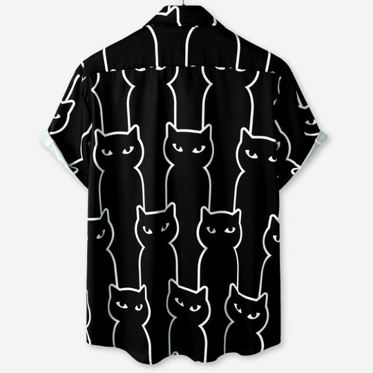Heren T-shirt met Ontspannen Pasvorm en Kattenprint 1