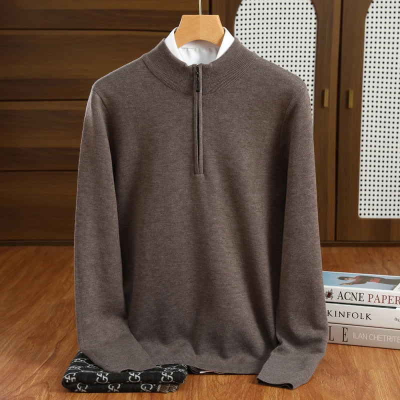 Heren Trui Casual Halflange Kraag Merino Wol 0