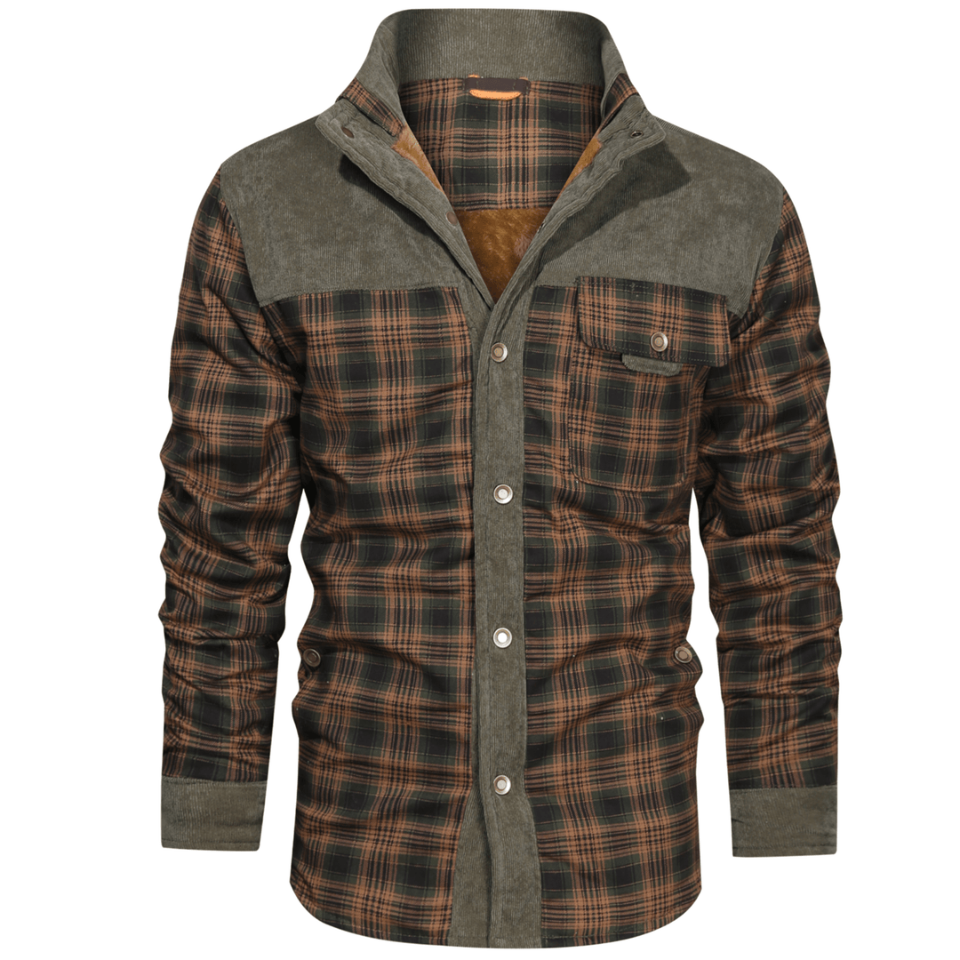 Heren Winterjas Plaid Ontwerp Met Fleece Voering 0