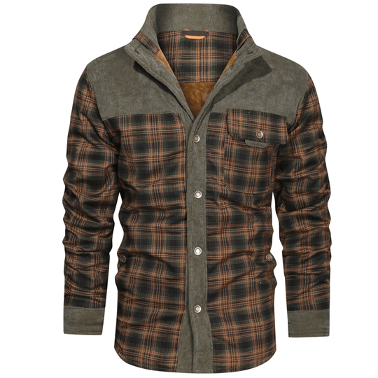 Heren Winterjas Plaid Ontwerp Met Fleece Voering 0
