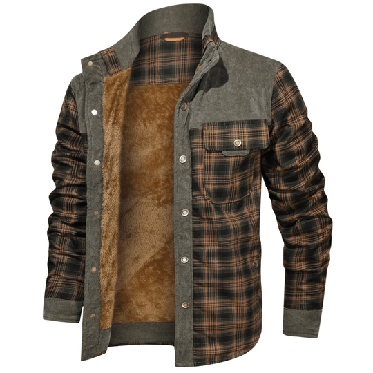 Heren Winterjas Plaid Ontwerp Met Fleece Voering 1