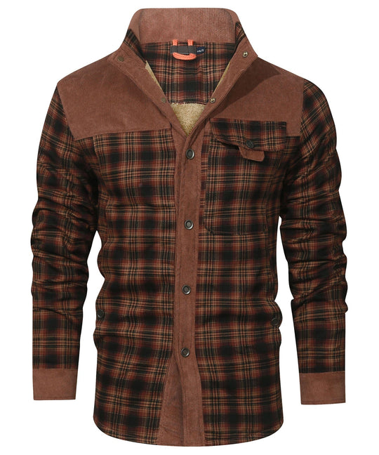 Heren Winterjas Plaid Ontwerp Met Fleece Voering 7