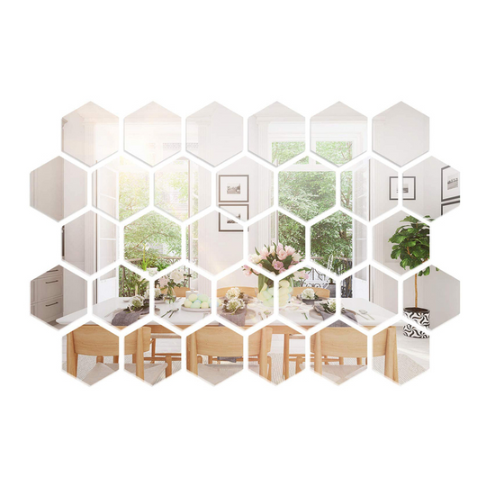 Hexagonal Sticky Mirror (12 Bucăți)