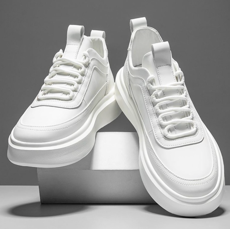 Hvide Herre Sneakers Trendy Design Komfortabelt Materiale-1