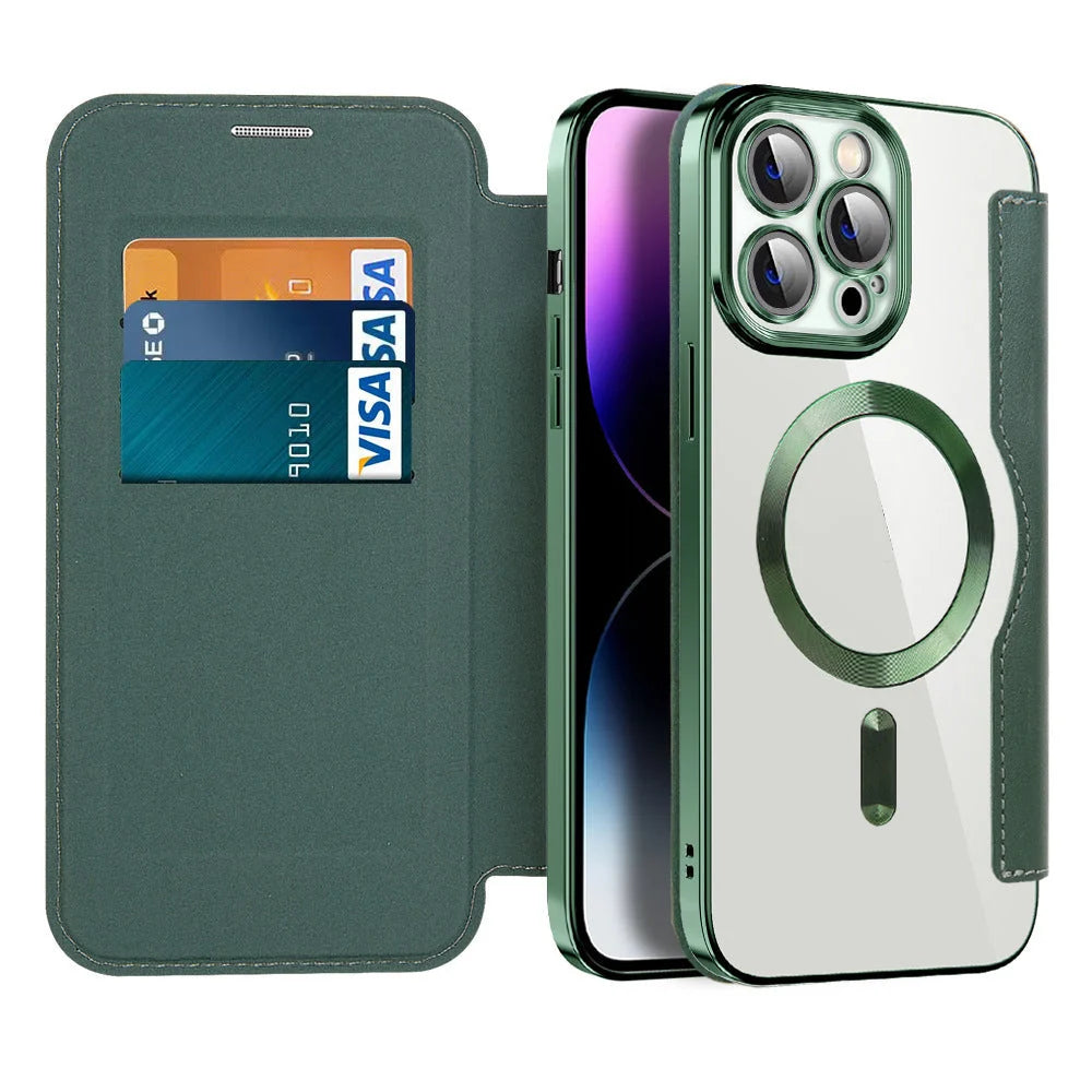 Husă Telefon cu Clapă Magnetică și Slot Card Funcțional pentru Protecție Completă 4
