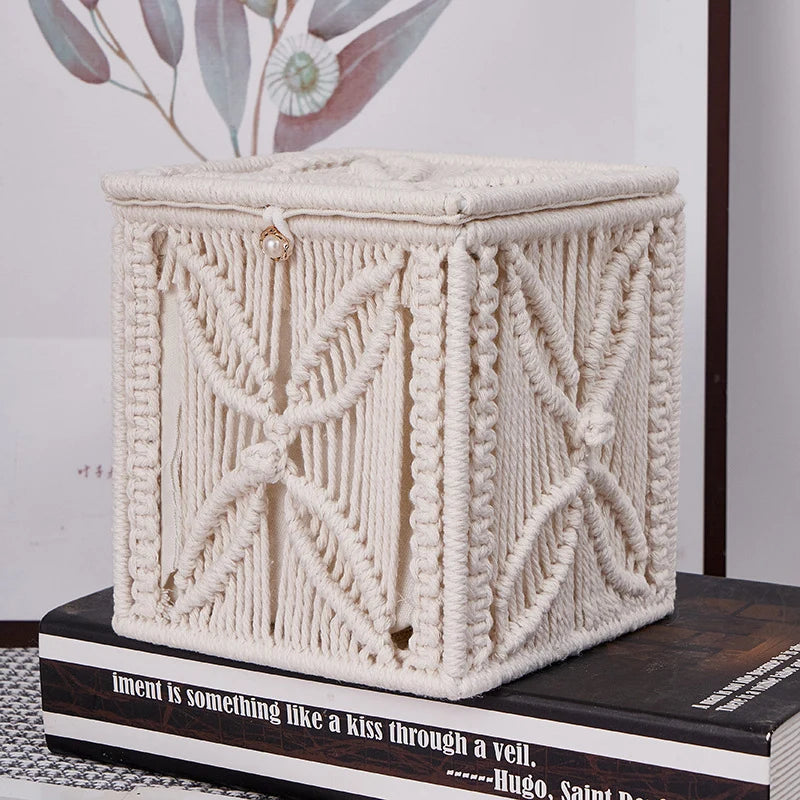 Husă pentru cutie de șervețele cu design macrame 1