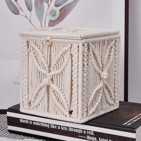 Husă pentru cutie de șervețele cu design macrame 1