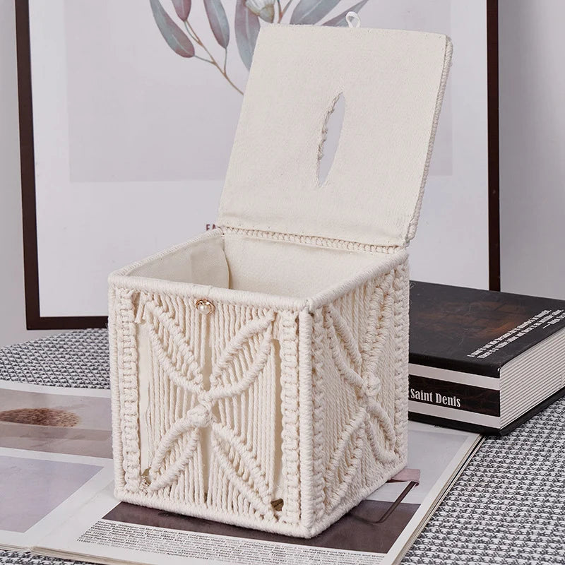 Husă pentru cutie de șervețele cu design macrame 2