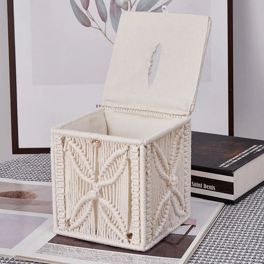 Husă pentru cutie de șervețele cu design macrame 2