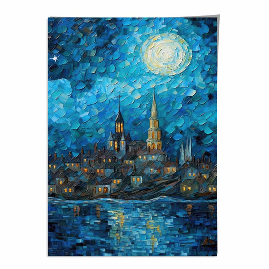 Imprimare Artistică Peisaj Urban Nocturn Decor Interior 0