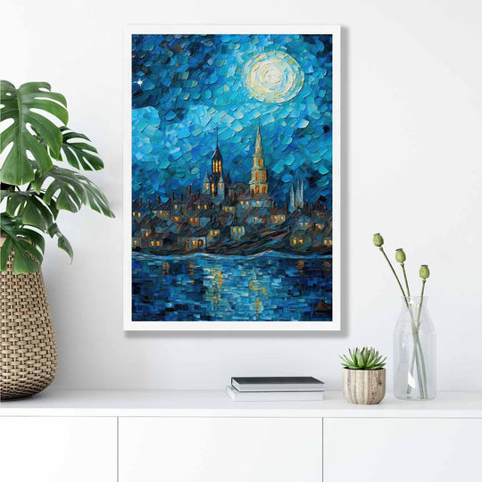Imprimare Artistică Peisaj Urban Nocturn Decor Interior 4