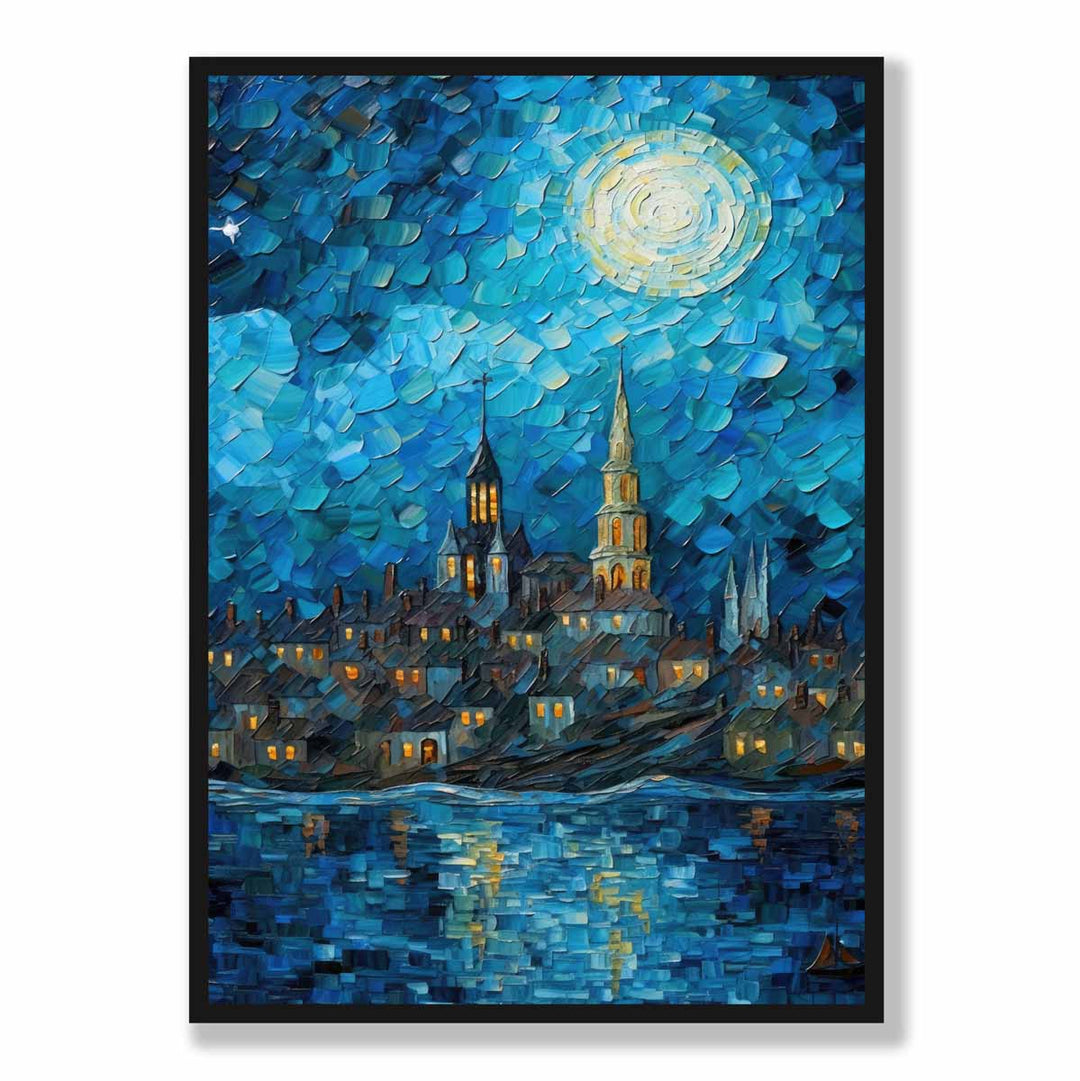 Imprimare Artistică Peisaj Urban Nocturn Decor Interior 5
