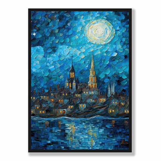 Imprimare Artistică Peisaj Urban Nocturn Decor Interior 5