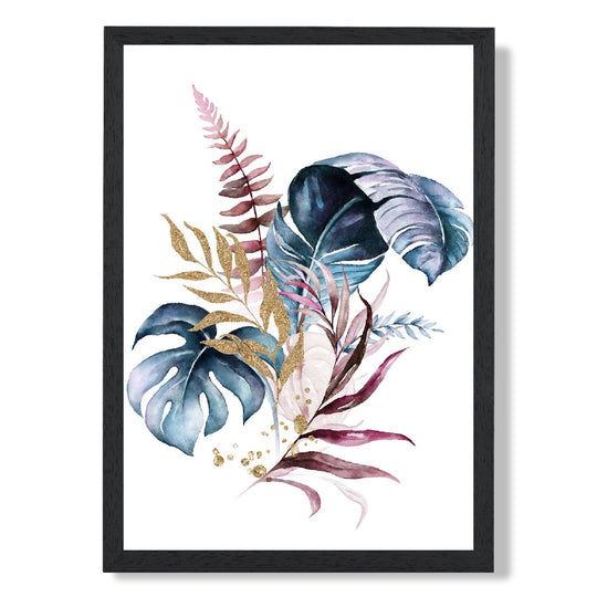 Imprimeu Botanic cu Frunze Roz și Albastre pentru Decor Interior 0