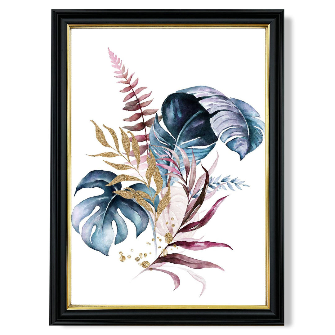 Imprimeu Botanic cu Frunze Roz și Albastre pentru Decor Interior 10